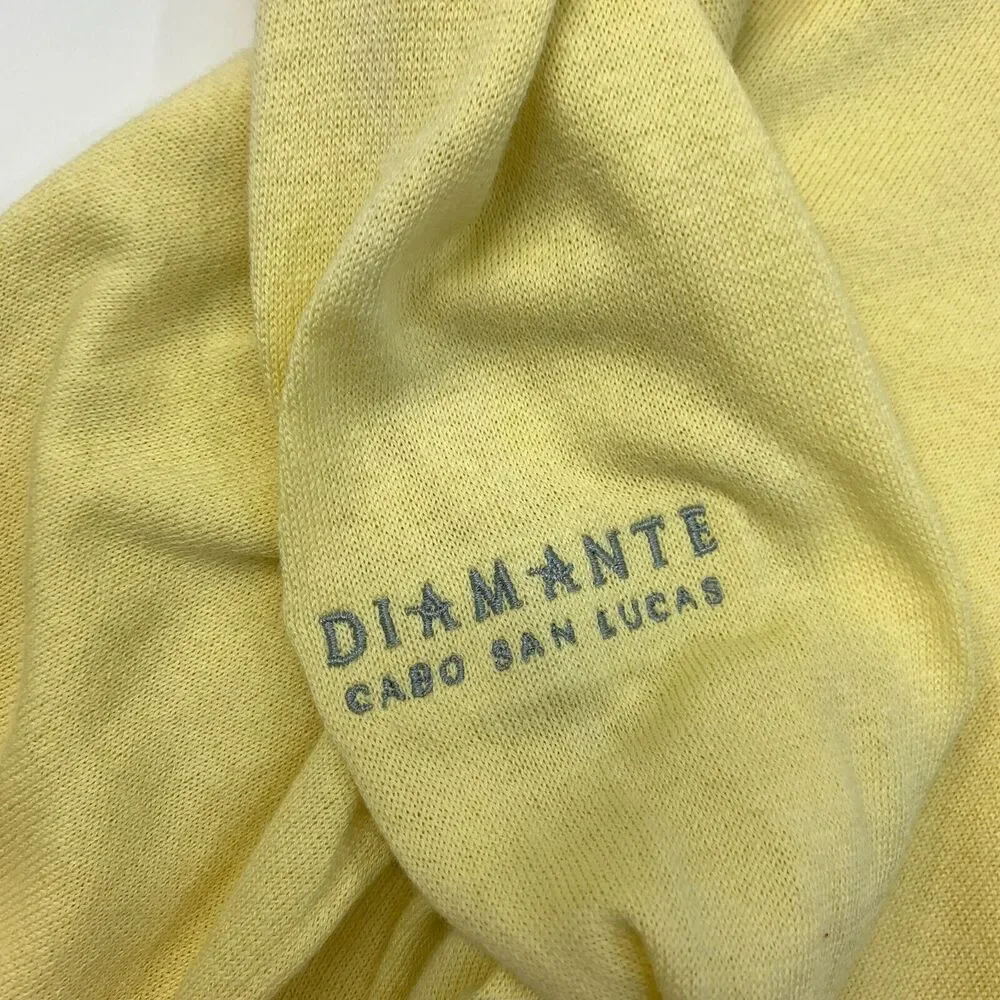 Straight Down Sweater Mens L Yellow Pima Cotton V Neck Long Sleeve Pullover